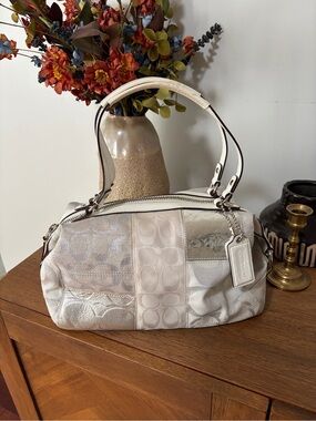 Coach white and silver patchwork bad